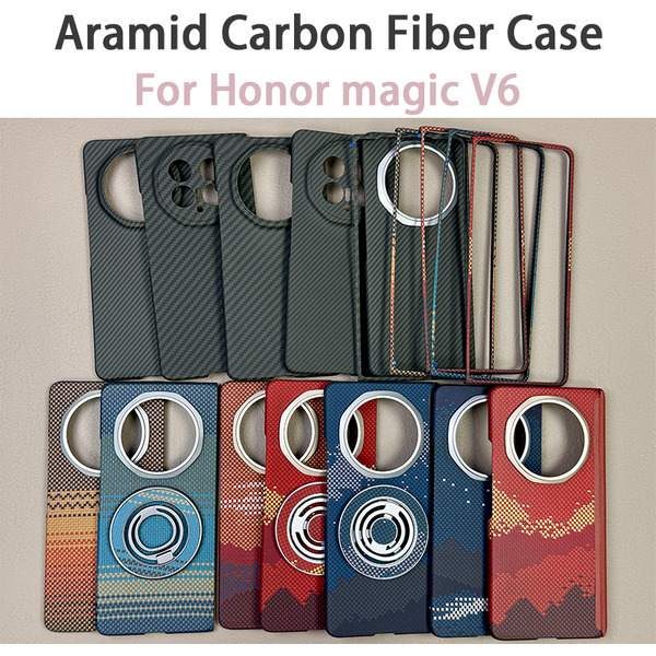 Coque en carbone pour Honor Magic V6, Kevlar Aramid, magnétique, ultra-fine, ultra-légère, avec charnière à axe central, durable