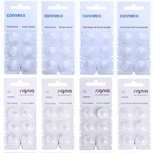 6 Pièces Signia Click Connexx Sleeve Dômes auriculaires en silicone originaux à double fermeture pour appareils auditifs Signia Rexton modèles CIC, ITC et RIC
