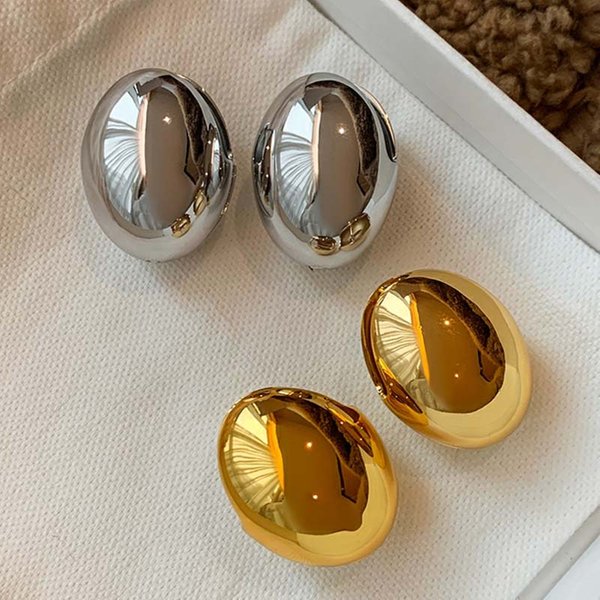 Mode métal lisse grand rond grosses boucles d'oreilles pour les femmes exagéré couleur or creux géométrique boucle d'oreille bijoux cadeaux