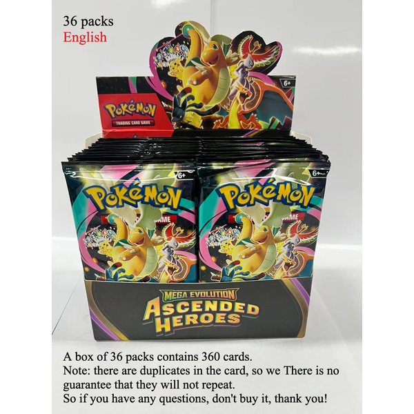 4/10/36 Packs Pokémon TCG anglais : Mega Evolution Perfect Order Phantasmal Flames Ascended Heroes Booster Box