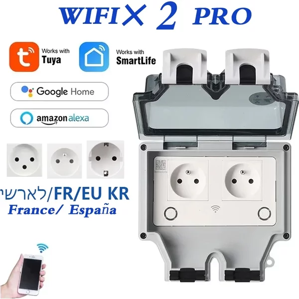 Tuya Wasserdichte Elektrische Steckdose EU FR KR IL IP66 Outdoor Steckdose Mit Timer Wifi Smart Leben Steckdosen 220V dual Master