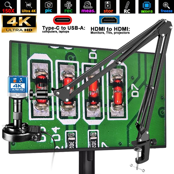 Microscope numérique électronique YIZHAN 4K 60MP avec logiciel gratuit, microscope 150X pour soudure de circuits imprimés / réparation de téléphones / inspection, Expédition UE / Sans droits de douane