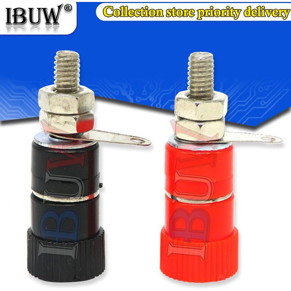 10PCS Terminal Blocks JS-910B JS-919 4mm Amplifier Terminal Connector Binding Post Banana Plug Jack Mount 5pcs Black + 5pcs red