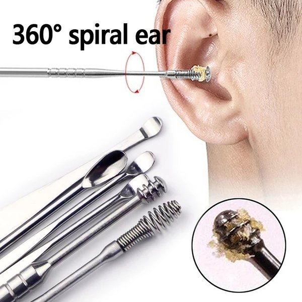 6 Teile/satz ohr reiniger Ohr Wachs Pickers Edelstahl Earpick Wachs Entferner piercing kit ohrenschmalz Kürette Löffel Pflege Ohr Sauber Werkzeuge
