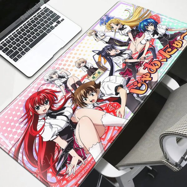 Großes XXL 90x40cm Demonic School Battle Anime Gaming-Mauspad, rutschfeste Gummiunterlage mit genähtem Rand, Schreibtischunterlage für PC, Laptop, Büro, Geschenk