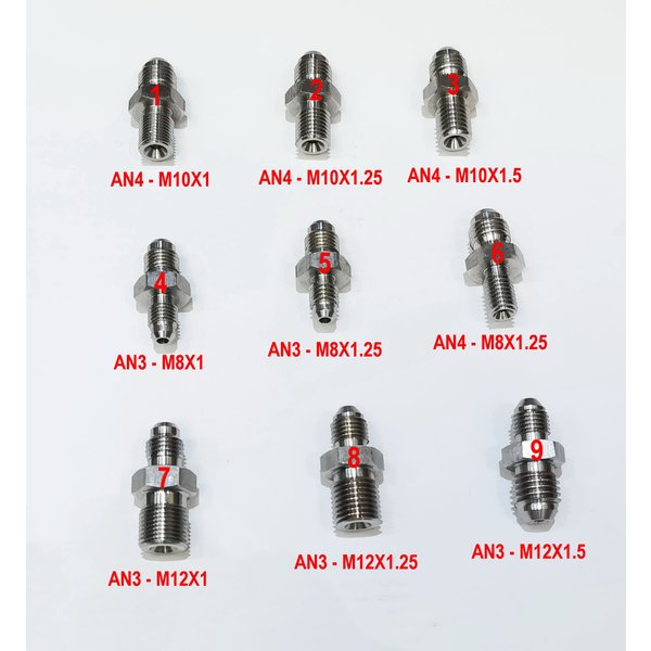 Adaptateur de frein en acier inoxydable Part-3, AN3 AN4 vers M8x1 M8x1.25 M12x1 M12x1.25 M12x1.5