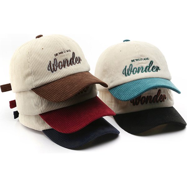 Casquette de Baseball en velours côtelé pour hommes et femmes, nouvelle lettre brodée, Patchwork, chapeau souple, unisexe, Hip Hop, mode automne hiver