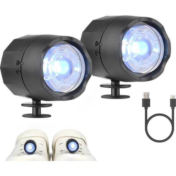 2 pièces phares chaussures lumineuses accessoires de décoration pour la course à pied Camping cadeau phares rechargeables pour chaussures lumières