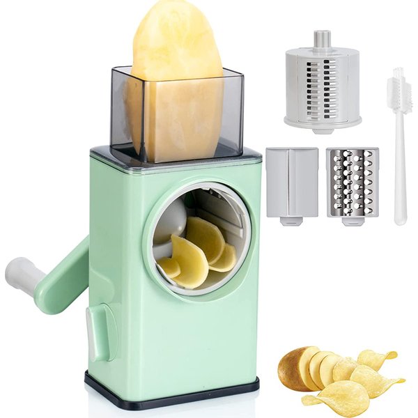 LMETJMA – râpe à légumes rotative, Mandoline manuelle avec 3 lames à tambour, trancheur de légumes de cuisine, KC0447