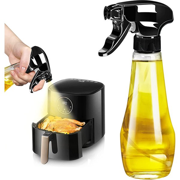 LMETJMA New Oil Sprayer 240ML Glass Olive Oil Sprayer Bottle with Rotatable Nozzle Oil Spritzer Oil Mister for Air Fryer JT164
