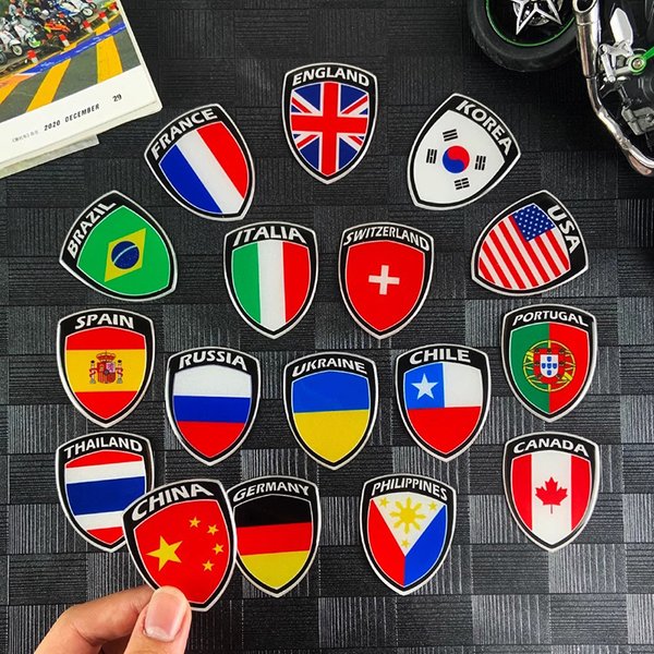 Welt-Nationalflaggen-Aufkleber, 3D-reflektierend, Motorradzubehör, Abzeichen-Aufkleber für Korea, Frankreich, Spanien, Brasilien, Chile, Ukraine, Italien