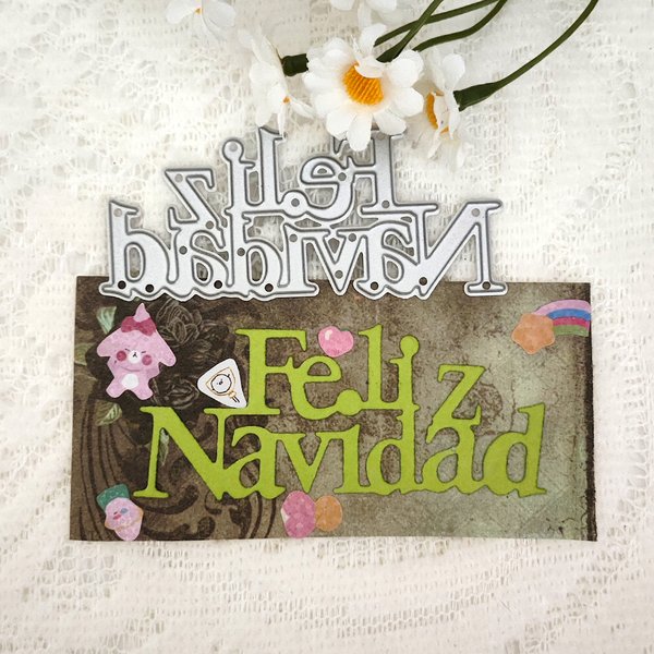 Espagne mots HOHOHO noël joyeux anniversaire maman Papa matrices de découpe en métal bricolage Scrapbooking pour Album papier décor artisanat