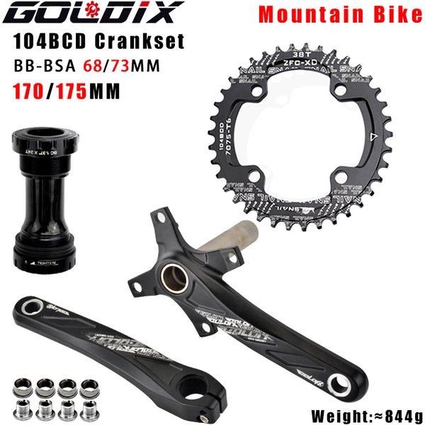 GOLDIX 104BCD Mountainbike-Teile mit breiten und schmalen Zähnen, Kurbelgarnitur, 170/175 mm Kurbeln, runde/ovale Kettenblätter, 32 Zähne/34 Zähne/36 Zähne/38 Zähne, MTB