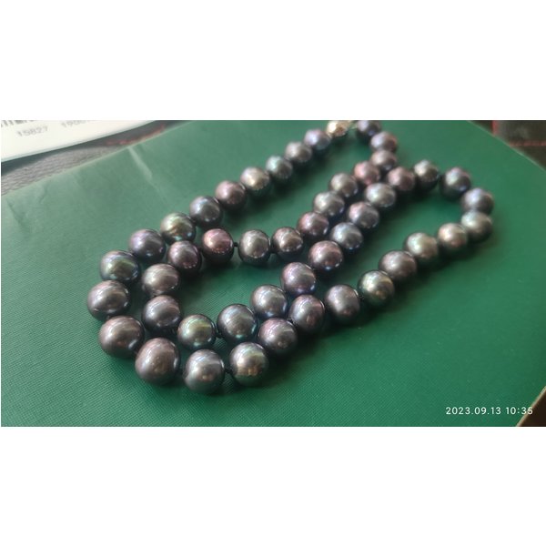 Collier de perles de Tahiti noires rondes naturelles authentiques de 10-11 mm, 18 pouces, 24 pouces