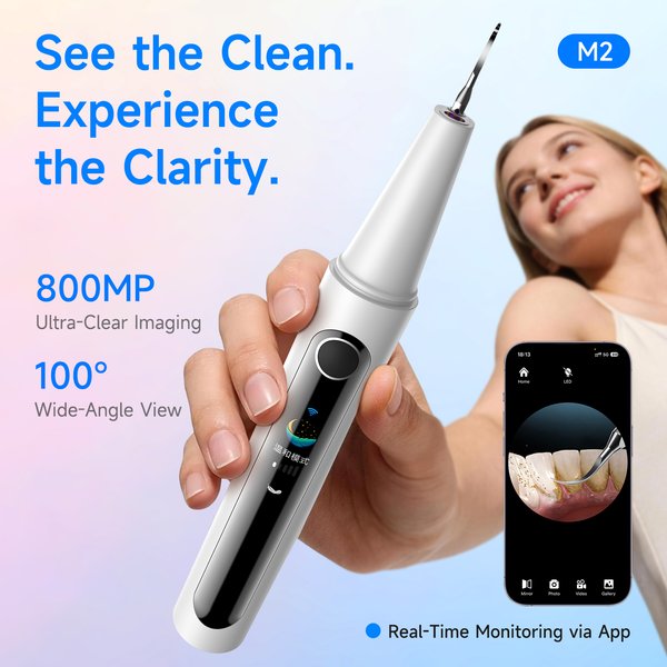 Nettoyeur de dents électrique à ultrasons visible M2 800MP 100 ° Kit de soins bucco-dentaires grand angle pour éliminer les taches, la plaque dentaire, le tartre et le calcul dentaire