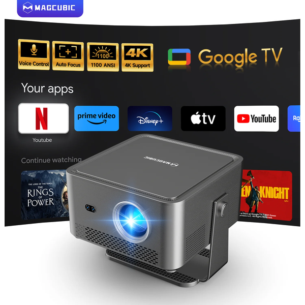 Magcubic HY450GTV Projektor 4K 1080P UHD Google TV HDR10 1100 Ansi Autofokus Keystone WLAN Heimkino-Projektor