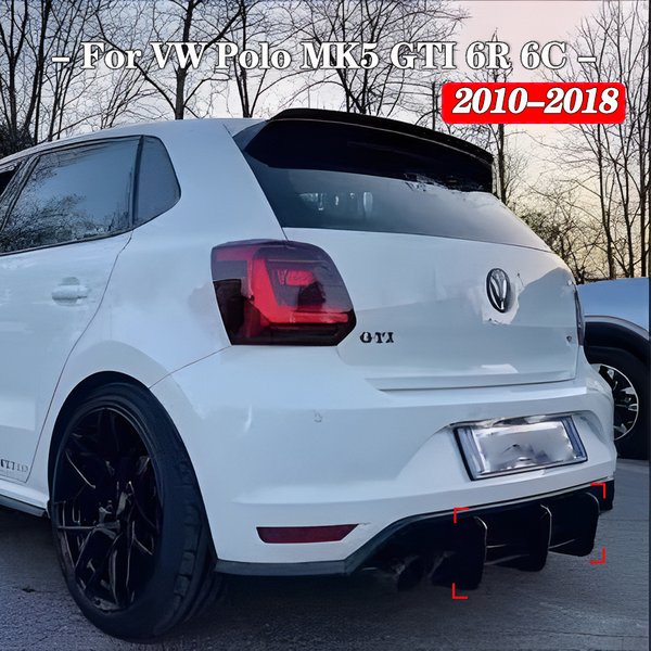 Dyfuzor tylnego zderzaka Spoiler Splitter Do Volkswagen VW Polo MK5 GTI 6R 6C Dwa/Cztery Drzwi Facelift 2010-2018 Zestawy karoserii Tuning