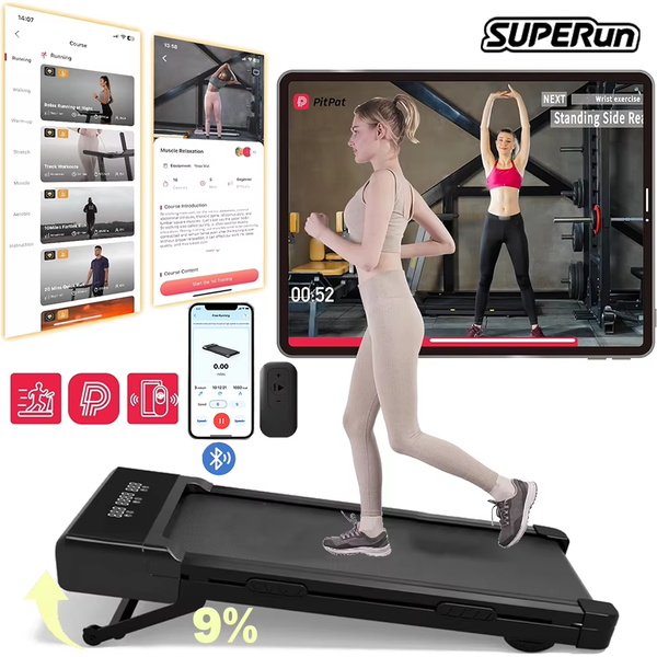 Faltbares Laufband, 9 % Neigung, 3,8 Meilen pro Stunde/6 km/h, Gehpad für Heimlaufbänder, LCD-Bildschirm, APP-Überwachung, 3,0 PS, Motor-Übungsgerät