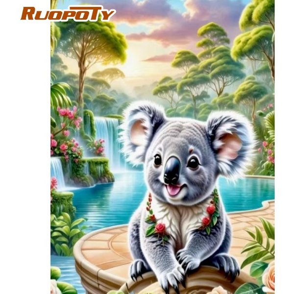 RUOPOTY 5D-Diamantgemälde zum Selbermachen, Koala-Bild, Strass-Diamant-Stickerei, Kreuzstich, Tier, Vogel, Mosaik, Herbstdekoration