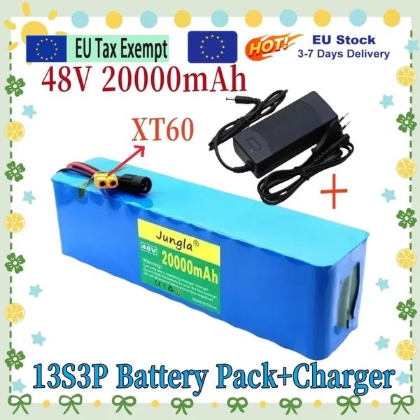 NOUVEAU Batterie Lithium-Ion Originale 48v 20Ah 2000w 13S3P 20000mah 54.6v pour Trottinette Électrique avec BMS + Chargeur