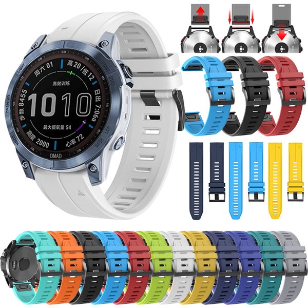 QuickFit 22 mm 26 mm Silikonarmband für Garmin Fenix 7X 7 Solar/6X 6 Pro 5 5X Plus 3 3HR/Epix Armband 1:1 Offizielles Band