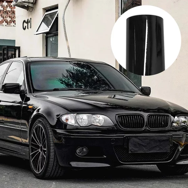 Glänzende, leuchtend schwarze Autofolien-Aufkleber, blasenfreie Farbwechsel-Vinylfolie, Autozubehör, Außen- und Innendekoration