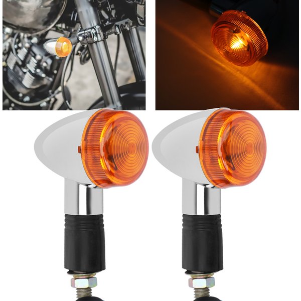 Clignotant universel pour moto, 2 pièces, 12V, ampoule ambre pour Suzuki Harley Honda Kawasaki Yamaha