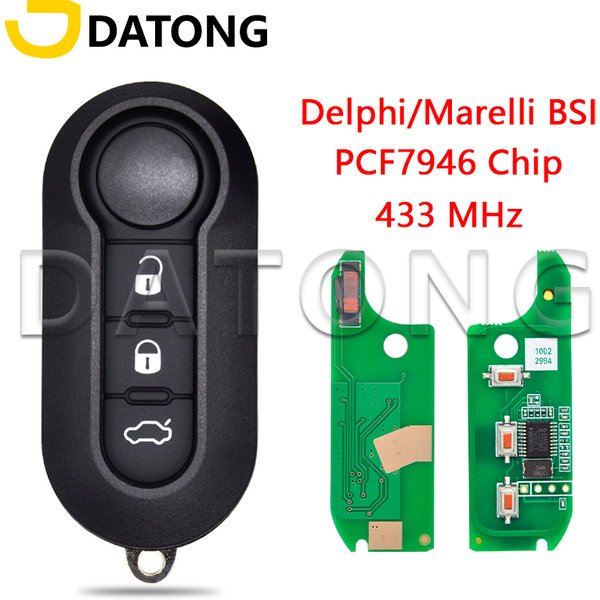 Datong World Autoschlüssel für Fiat 500L Ducato Citroen Jumper Peugeot Boxer Marelli Fiat 500 Doblo Grande Punto Delphi PCF7946 433 MHz