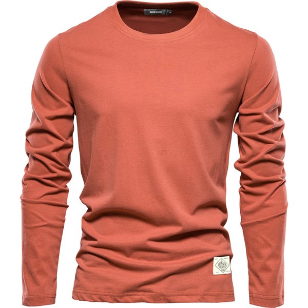 100% Coton t-shirt à manches longues pour hommes T-shirts décontractés pour hommes à printemps solide Hauts masculins de haute qualité Vêtements classiques T-shirts pour hommes