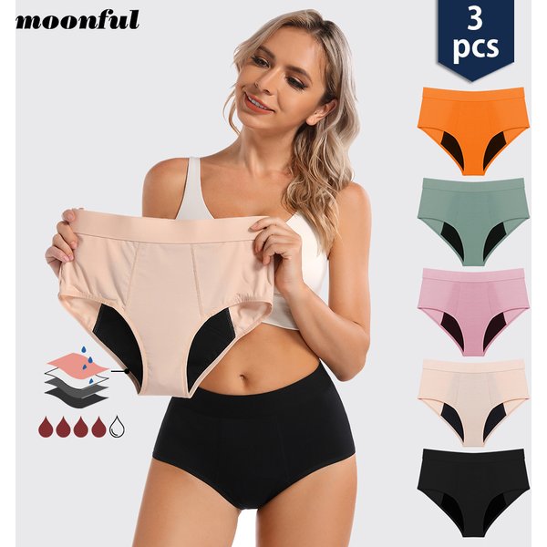 Culottes menstruelles femme flux abondant, Culotte Menstruelle en Bambou pour Femme, Taille Haute de culotte menstruation, Anti-Fuite, Lot de 3 Pièces culotte menstruelle absorbant