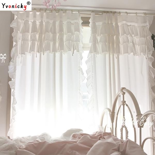 Rideaux occultants blancs en coton de qualité supérieure pour salon, drap de fenêtre en dentelle princesse à la mode avec attaches pour chambre à coucher, Cortina haut de gamme