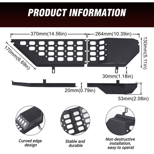 Metalowy schowek na drzwiach przednich samochodu, wewnętrzny uchwyt na drzwi do Jeep Wrangler JL JLU 4XE 2018-25 Jeep Gladiator JT 2020-25