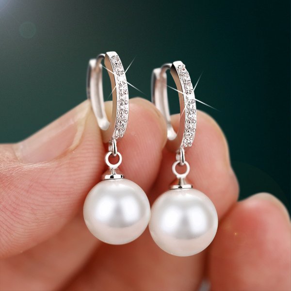 Boucles d'oreilles en perles d'eau douce naturelles authentiques, couleur argent, bijoux en perles pour cadeau de mariage Wemon, 2020