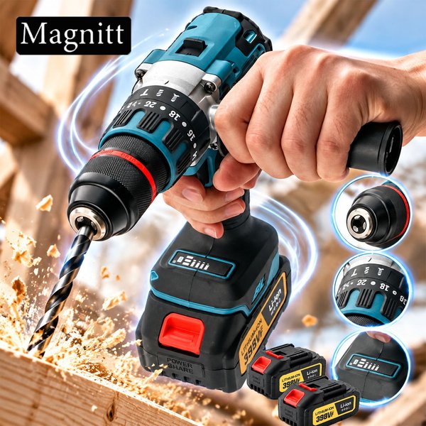 480N.M Bürstenloser Elektrobohrer 13mm Akku-Schlagbohrmaschine Elektrischer Schraubendreher DIY-Schrauber Elektrowerkzeug für Makita 18V Akku