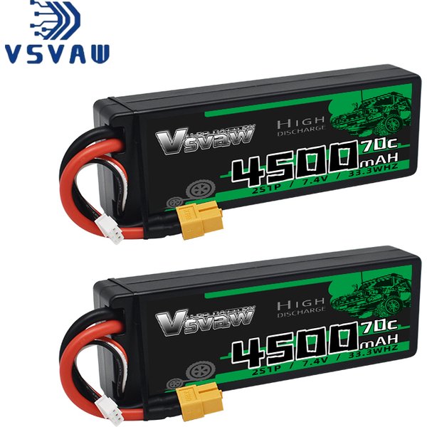 2szt VSVAW Lipo 2S 7.4V Akumulator 4500mAh 70C Hard Case Lipo Battery Racing Series z wtyczką EC5 do RC Car Boat Rally Truck Buggy