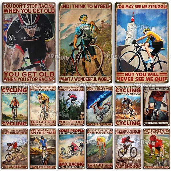 Artisian Vélo Signe En Métal Vélo Sport Étain Plaque Cyclisme Décoratif Affiches Mur Décor Garage Bar Club Hôtel Café Cuisine