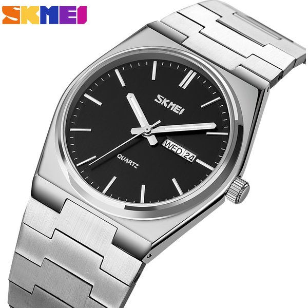 SKMEI 9288 Mann reloj hombre Casual Quarzuhr Männlich Voller Stahl Zeit Woche Sportuhr Herren Wasserdichte Business Armbanduhren