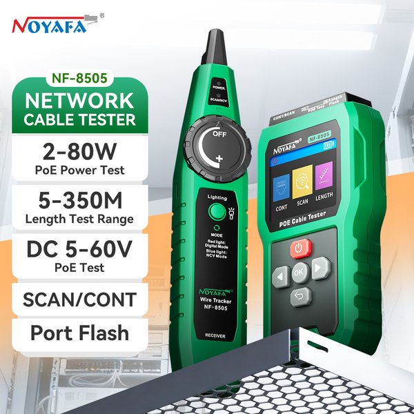NOYAFA NF-8505 Netzwerkkabel-Tester RJ45 Kabel-Tracer Fehlerdistanz-Messgerät PoE-Switch Spannungs- und Leistungstester