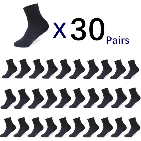 30Pairs/ Men's Socks Business Black Mid Tube Socks Soft Men's Polyester Cotton Socks Breathable Summer Autumn Gift Men's Socks