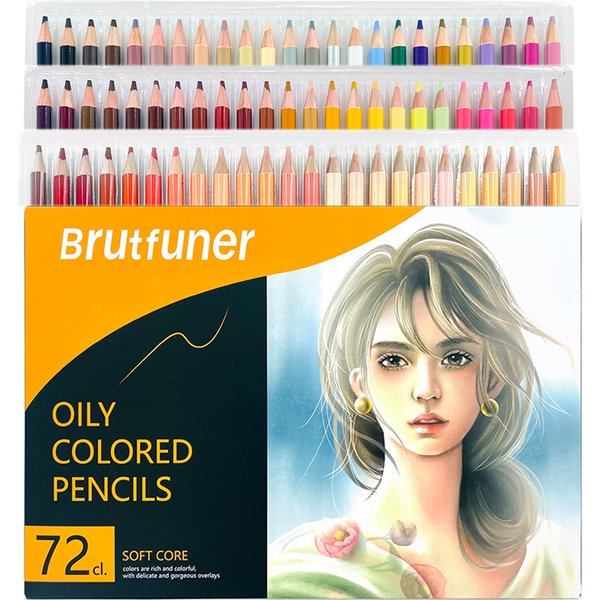 Brutfuner NEW 26/50/72 Colors Wood Skin Tone Colored Pencils Soft Core Oil Based Sketch Drawing Pencil Set Beginner Art Supplies