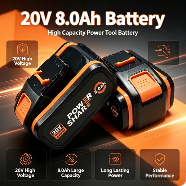 Geeignet für Worx 20V 8.0Ah wiederaufladbare Lithium-Ionen-Batterie WA3551 WA3551.1 WA3553 WA3641 WX373 WX390 Elektrowerkzeug mit Ladegerät.