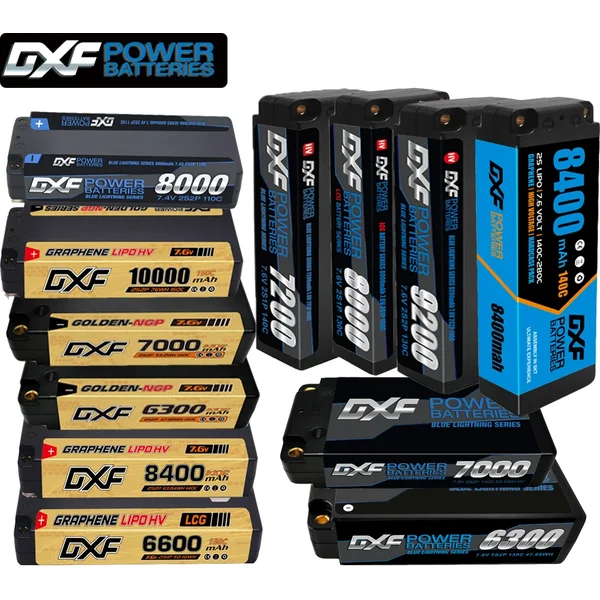 DXF 2S 7,6V 5mm Bullet Graphene 9200mah 8000mah 7200mah 8400mah 10000mah Lipo Batterie Wettbewerb Short-Pack für RC 1/10 Auto