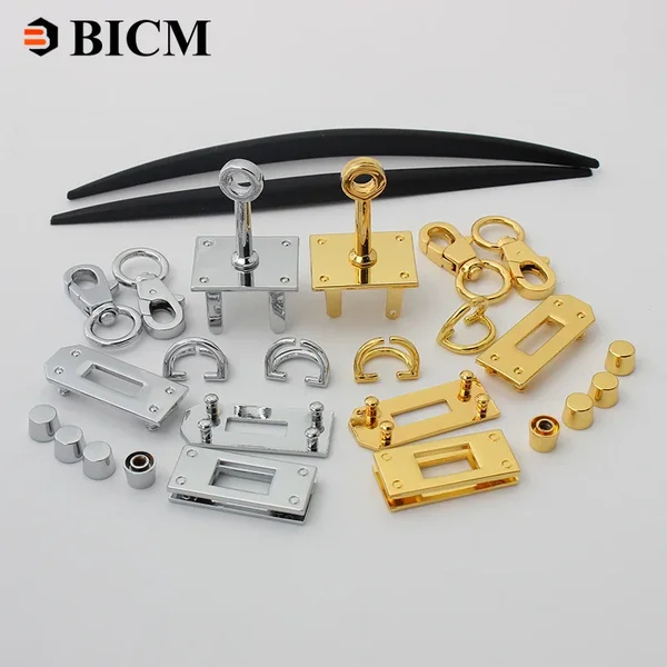 Fashion Metal Bag Locks Clasp Bag Lcok Set For Handbags Purse Tote Closures Snap Clasps DIY Craft Hardware Case Bag Accessories