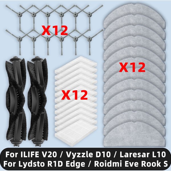 Kompatybilny dla ( ILIFE V20 / Vyzzle D10 / Laresar L10 / Lydsto R1D Edge / Roidmi Eve Rook S ) akcesoria do części zamiennych ścierka do mopa filtra Hepa