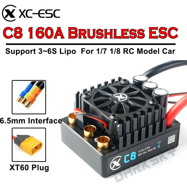 Support ESC sans balais XC-ESC C8 160A, batterie Lipo 3S ~ 6S pour modèle de voiture 1/7 1/8 RC, camion du désert, Monster Truck, Buggy, accessoires