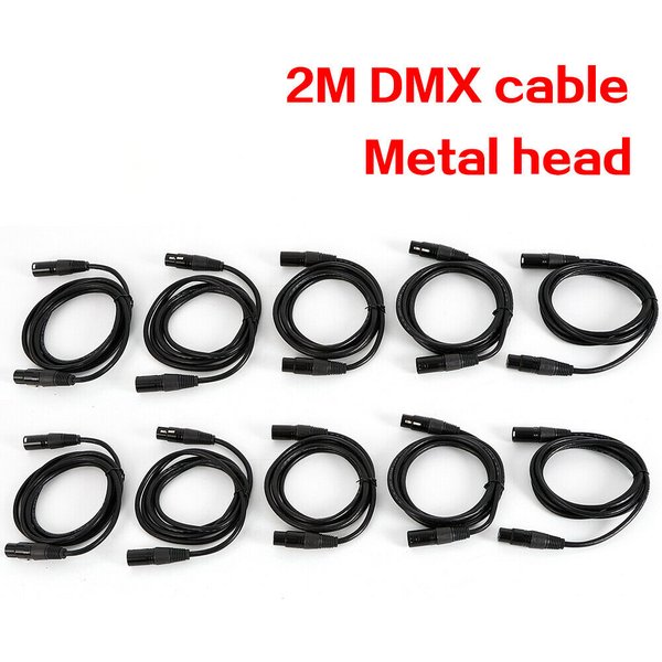 10PCS 2m DMX Audio Cables Stage Lighting Communication Cable DMX Signal 3 Pin Male & Female DMX Cables with XLR Connector
