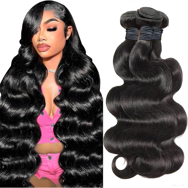 Lot de mèches ondulées, cheveux naturels brésiliens, couleur noire naturelle, mèches ondulées, 3/4 pièces, extensions pour femmes, cheveux brésiliens Remy non traités, mèches ondulées à double