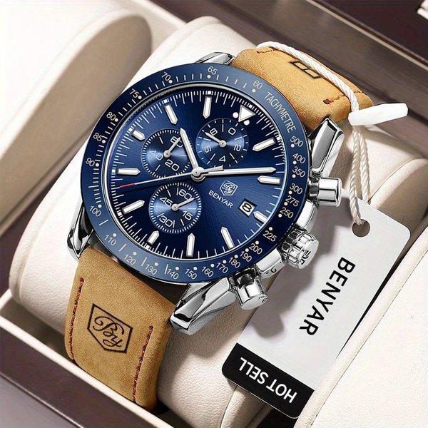 BENYAR-Montre militaire étanche pour homme avec bracelet en silicone, chronographe à quartz, horloge de sport, marque de luxe