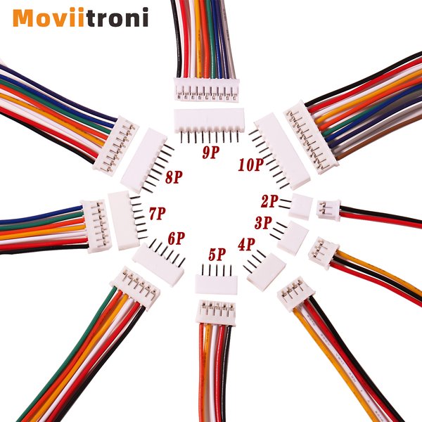 Connecteur JST PH 2.0 mâle et femelle avec borne, prise de directions de fils, 2 broches, 3 broches, 4 broches, 5 broches, 6 broches, 7p, 8p, 9p, 10p, 200mm, 10 ensembles, 20 ensembles