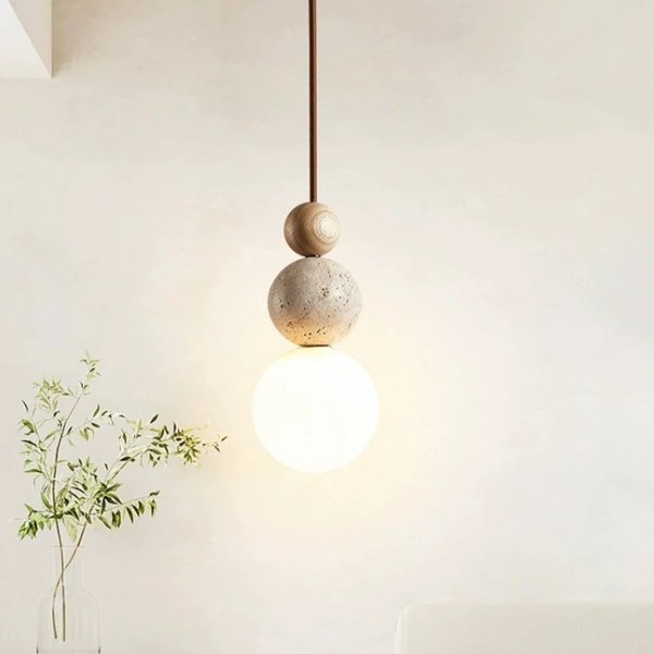 Nowoczesna Prosta Lampa Wisząca Travertynowa Żyrandol LED do Sypialni Nocnej Restauracji Baru Naturalne Kamienne Oprawy Oświetleniowe